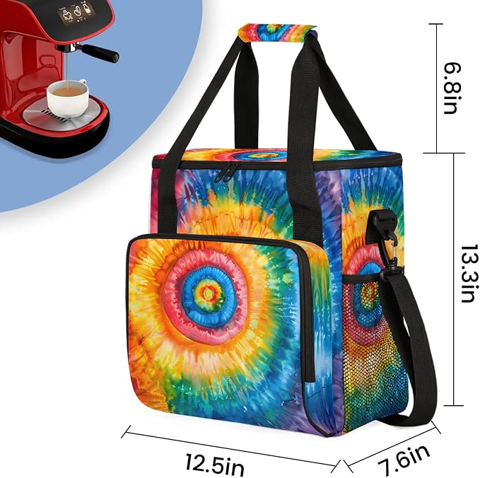 Tie Dye Colorful Rainbow Retro Coffee Maker Carring Bag, Large Insulated - Image 2