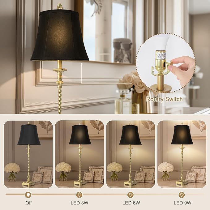 33'' Tall Vintage Table Lamp Set of 2, Candle Stick Buffet Lamps - Image 3