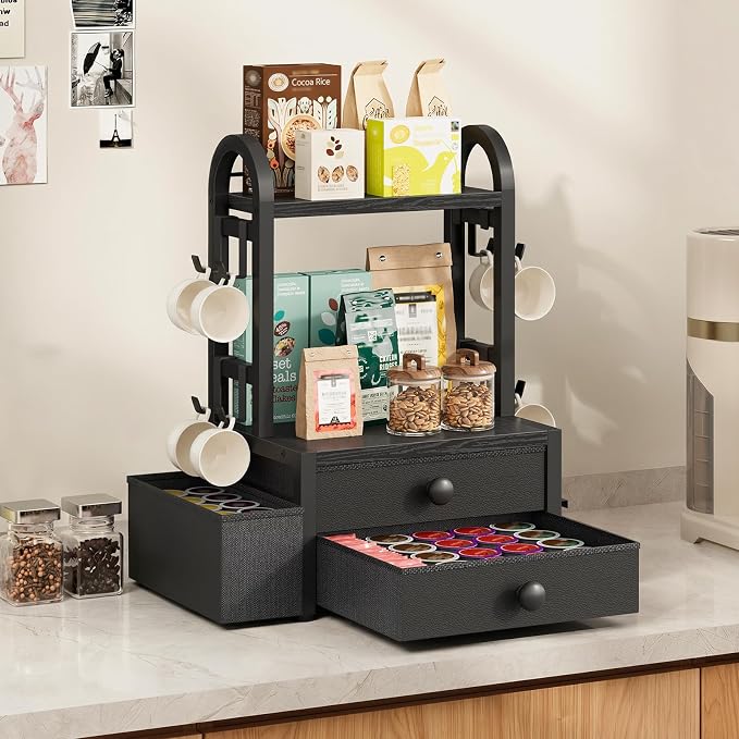HOOBRO Coffee Mug Tree, 2 Tier Mug Organizer, Coffee Mug Cup Holder - Image 5