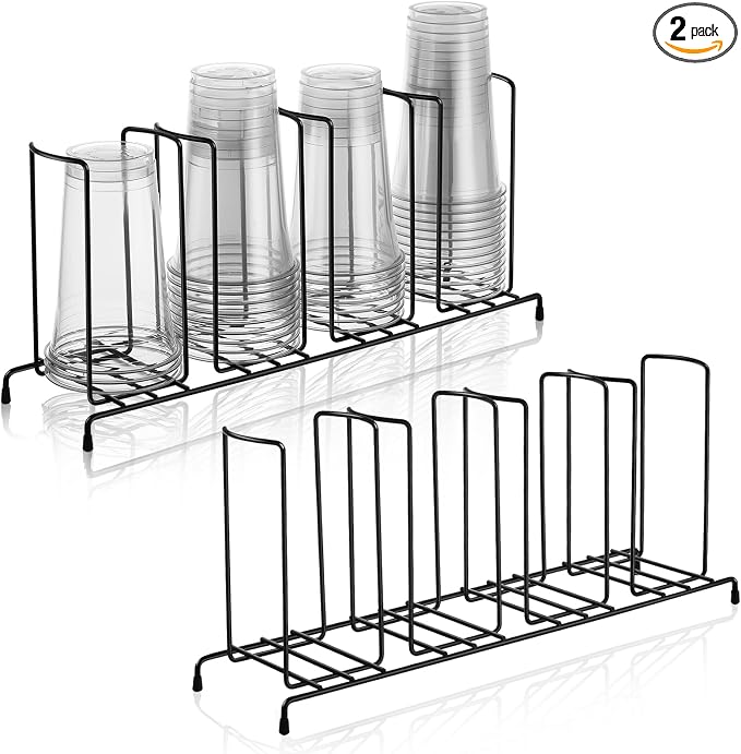 Maxdot 2 Pcs 4 Section Coffee Cup Organizers 18.7 x 8.5 x 5 Inch Wire Rack by Maxdot