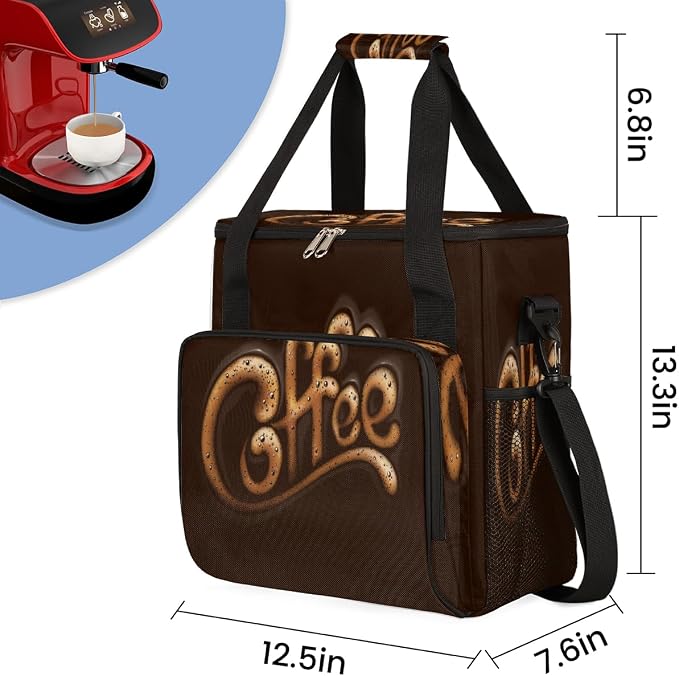 Brown Coffee Cafe Maker Carrying Bag Travel Case Compatible - Image 2