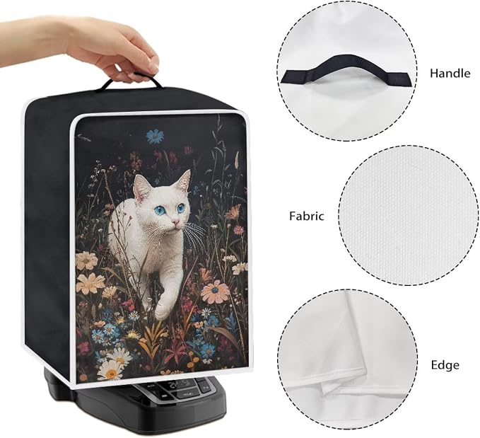 White Cat Flower Coffee Machine Covers - Image 5