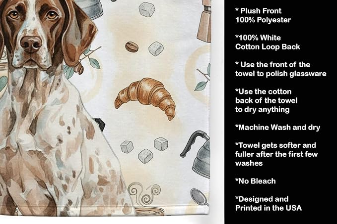 Caroline's Treasures German Shorthaired Pointer Coffee Bar Kitchen Towel Velour - Image 4