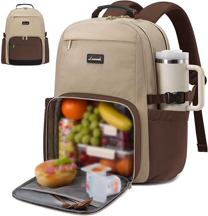 LOVEVOOK Lunch Backpack with Lunch Compartment, 15.6Inch Laptop Work Travel by LOVEVOOK