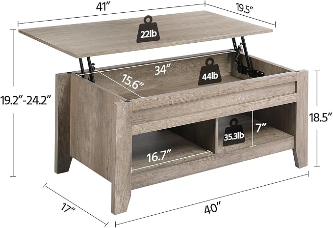 Yaheetech Modern Lift Top Coffee Table - Image 3
