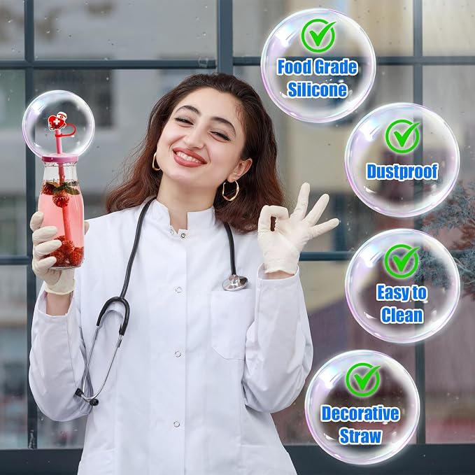 24 Pcs Nurse Straw Toppers, 9-10mm Silicone Nursing Straw Covers - Image 6