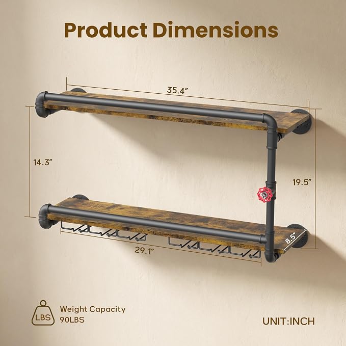 Merapi Rustic Wall Mounted Wine Rack - Image 2