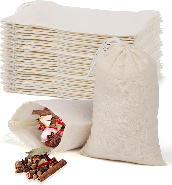 40 Pcs Empty Spice Bags for Cooking Soup, Reusable Tea Bags for Loose Tea by Hoiny