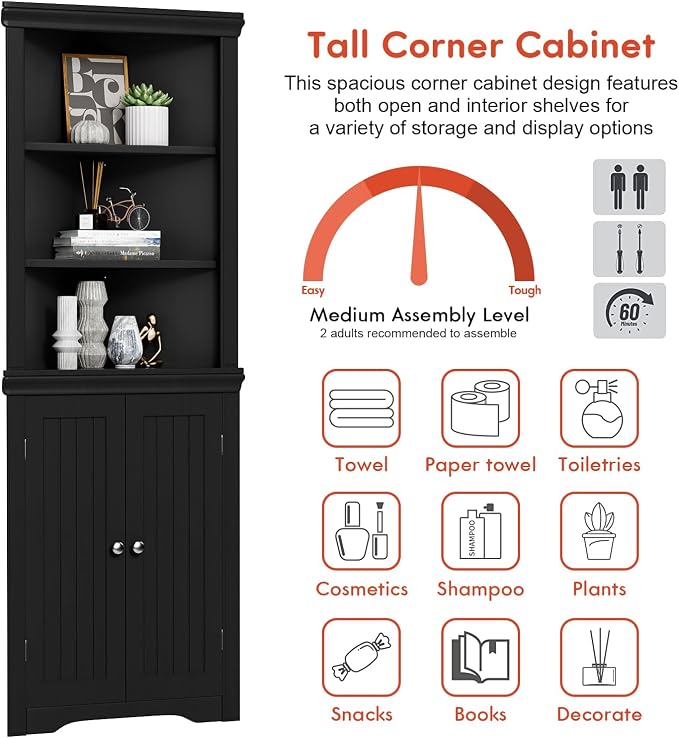 YESHOMY Corner Cabinet, Storage Cupboard - Image 6