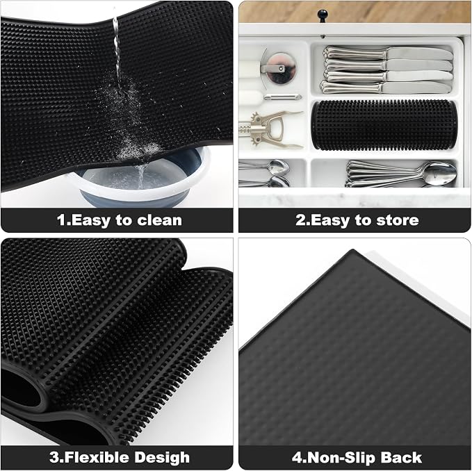 4 Pack Bar Mat, Dish Drying Mat, Large 31.5in x 12in Rubber Thick Durable - Image 4