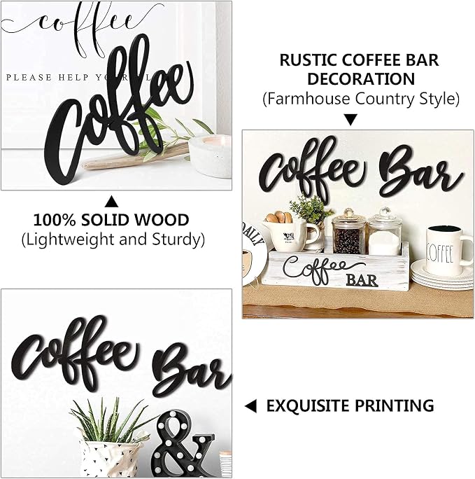 Huray Rayho Wooden Coffee Bar Wall Sign Kitchen Decor Station Letter Sign Art - Image 2