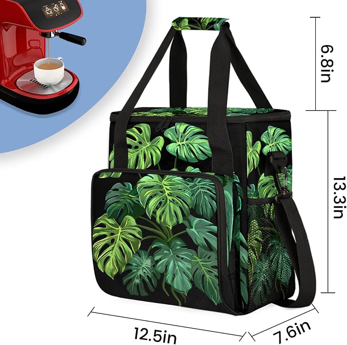 Tropical Green Palm Leaves Coffee Maker Carring Bag, Large Insulated Storage - Image 2