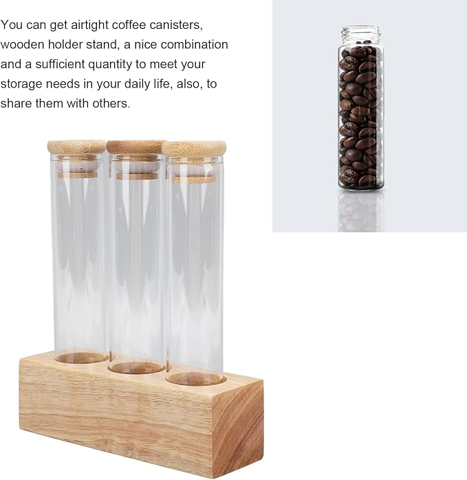 Asixxsix Coffee Bean Jars Canisters, Glass Tubes Single Dose Coffee Bean Storage - Image 2