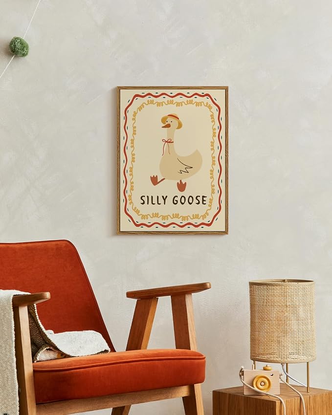 Funny Silly Goose 12x16 Inch Framed Canvas Wall Art, Playful Cute Cartoon - Image 5