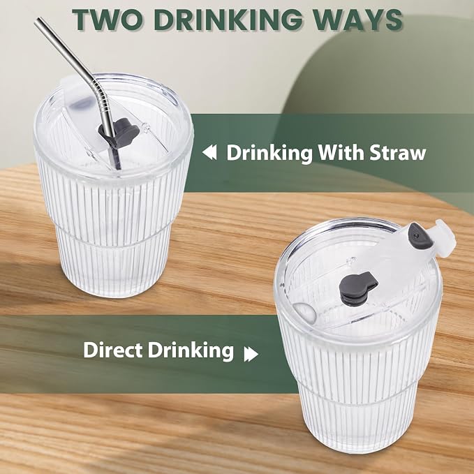 HIGIINC Iced Coffee Cups With Lids and Straws 8 Pcs, 16 OZ Unbreakable Glasses - Image 7