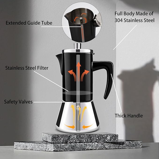 12 Cup Thickened 304 Stainless Steel Moka Pot Stovetop Espresso Maker Cafeteras - Image 3