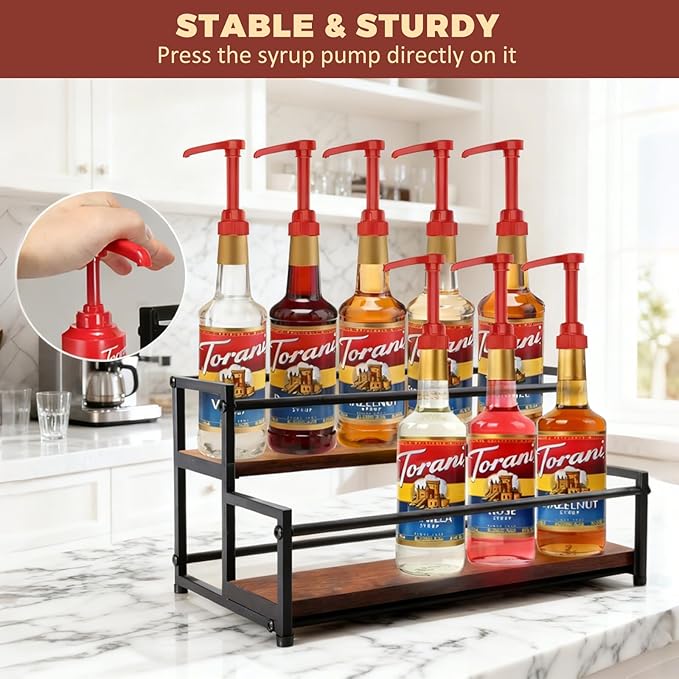 Coffee Syrup Rack Organizer, 2-Tier | Metal Bottle Holder, 10 Bottles Capacity - Image 4