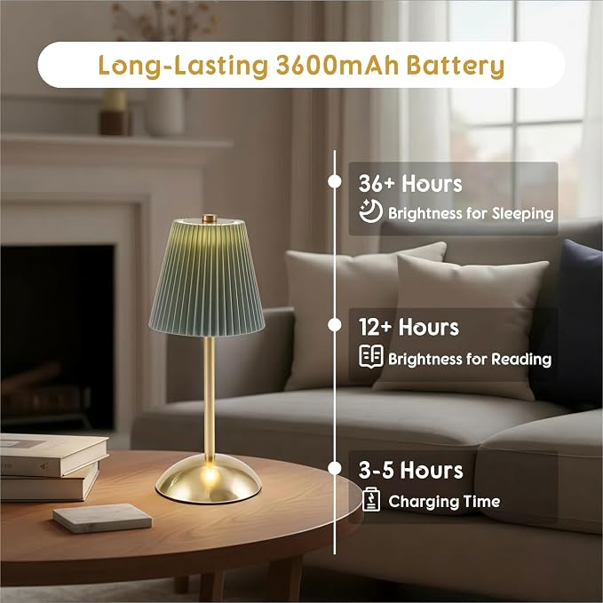 2-Pack Cordless Table Lamps LED, Small Wireless Battery Operated Lamp, 3 Color - Image 4