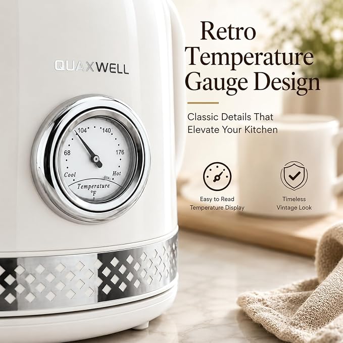 Retro Electric Kettle, 1.7L 304 Stainless Steel Tea Kettle - Image 2