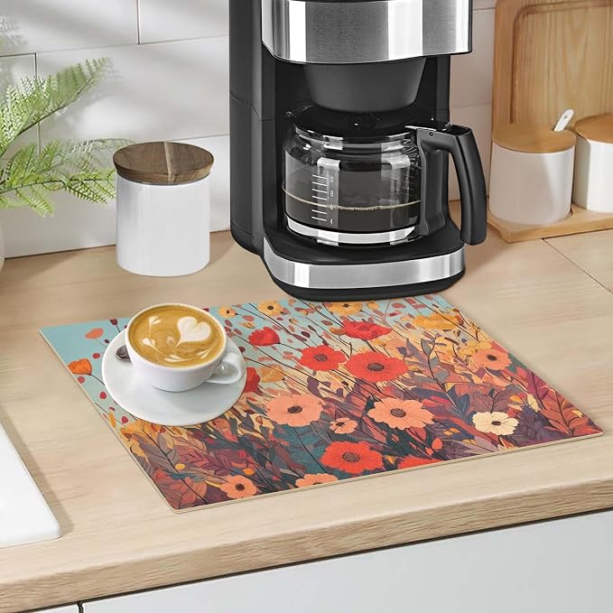 Coffee Mat Coffee Bar Station Maker Machine Pot Table Spill Mat Leather - Image 5