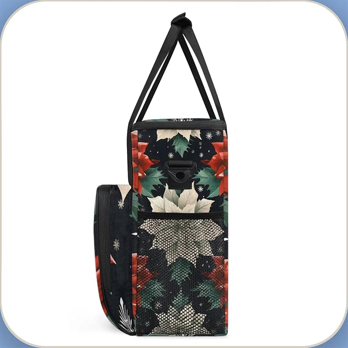 Christmas Flower Red And Beige Coffee Maker Carring Bag, Large Insulated - Image 4
