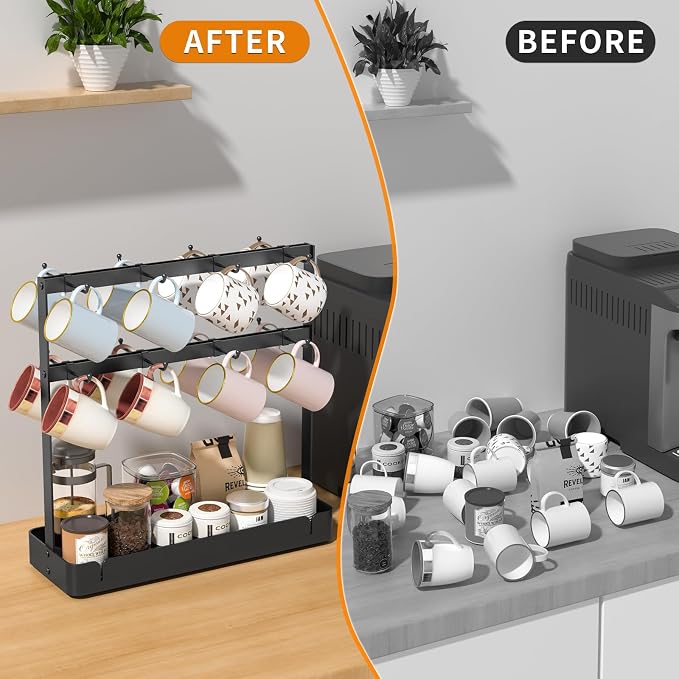 RCHYFEED Countertop Coffee Cup Holder, Aluminum Alloy Mug Holder Organizer - Image 2