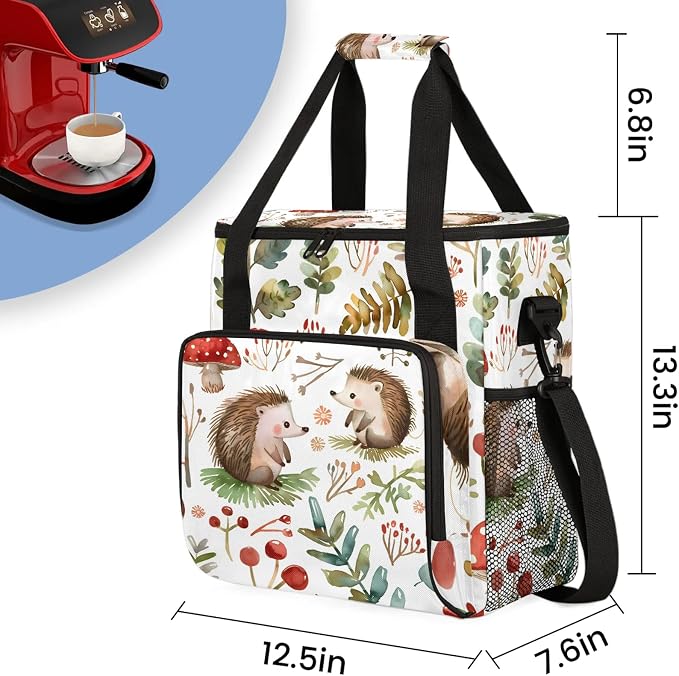 Hedgehog Mushrooms Coffee Maker Carring Bag, Large Insulated Storage Organizer - Image 2