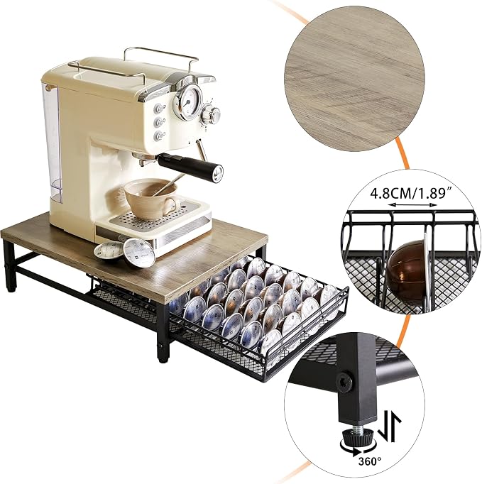IBUYKE Wooden Coffee Pod Drawer Holder, Pod Holder, 40 Capsule Pods, Coffee Pod - Image 8