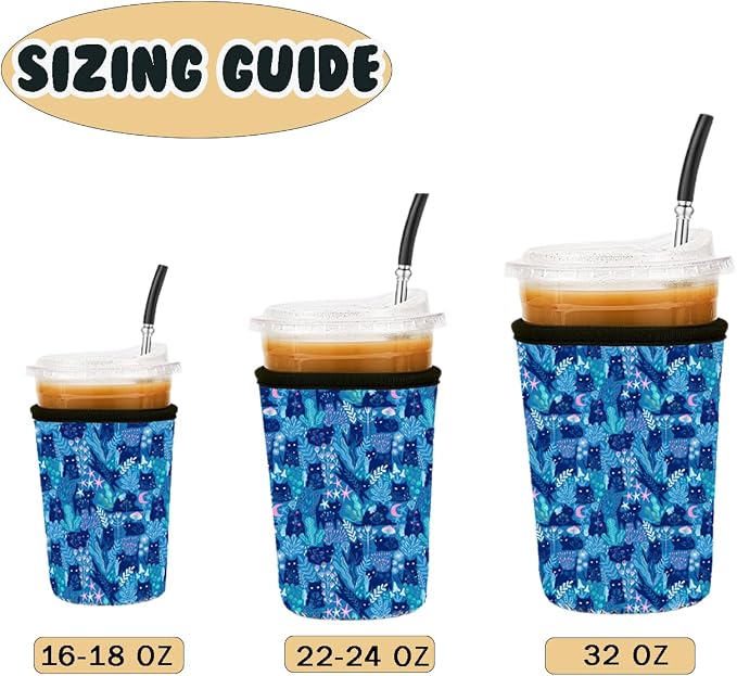 Reusable Insulated Neoprene Iced Coffee Cup Sleeve, Durable Drink Sleeve - Image 5
