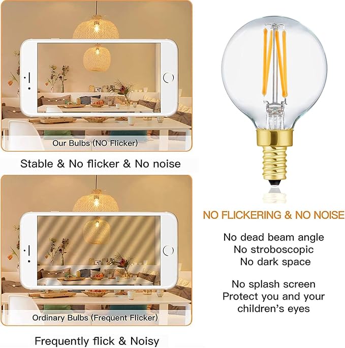 XININSUN E12 G16.5 Light Bulb, 40 Watt Candelabra Light Bulb, Dimmable Warm - Image 3