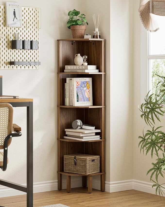 Corner Shelf, 5 Tier Corner Bookshelf, Display Corner Shelf Stand - Image 3