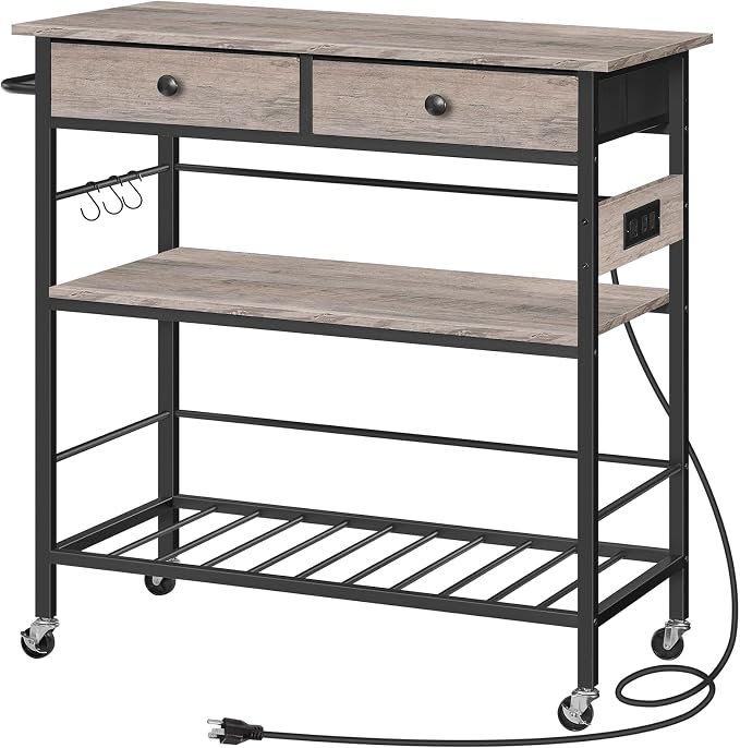 HOOBRO Kitchen Island with Storage, Rolling Island Cart by HOOBRO
