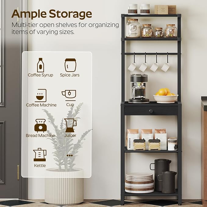 YATINEY Bakers Rack, 5-Tier Coffee Bar Station, Coffee Stand - Image 4