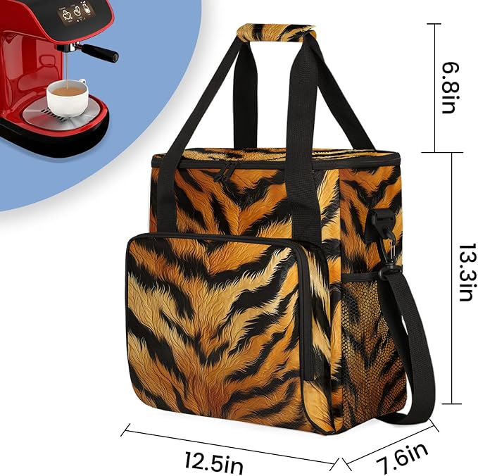 Tiger Print Coffee Maker Carring Bag, Large Insulated Storage Organizer Case - Image 2