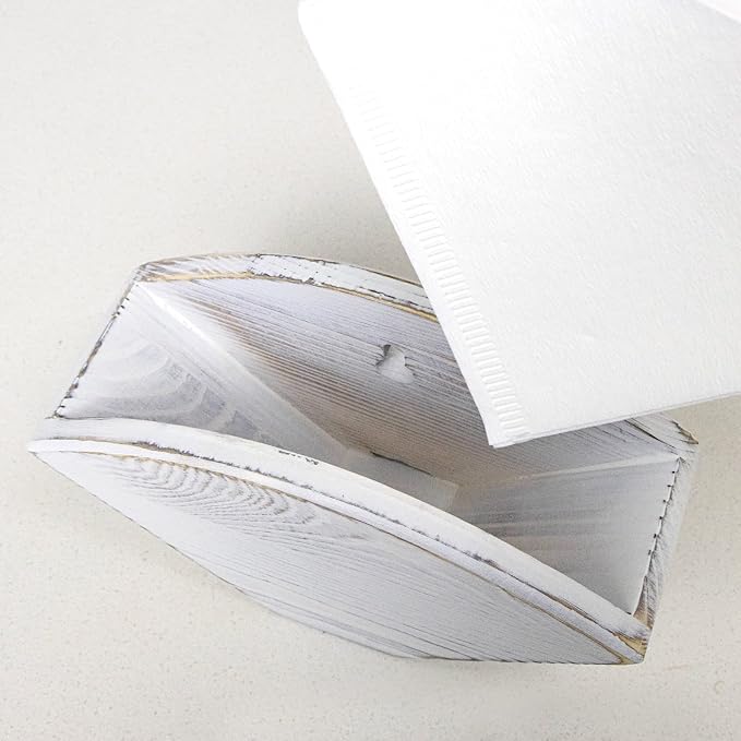 ANBOXIT Coffee Filter Holder, Farmhouse White Wall Mount Pine Wood Coffee - Image 7