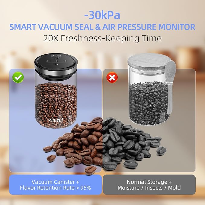 1.6L Automatic Vacuum Coffee Canister, Airtight Glass Food Storage Container - Image 6