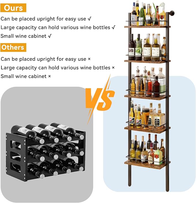 YMYNY 5-Tier Freestanding Wine Racks，Liquor Bottle Display Shelf - Image 2
