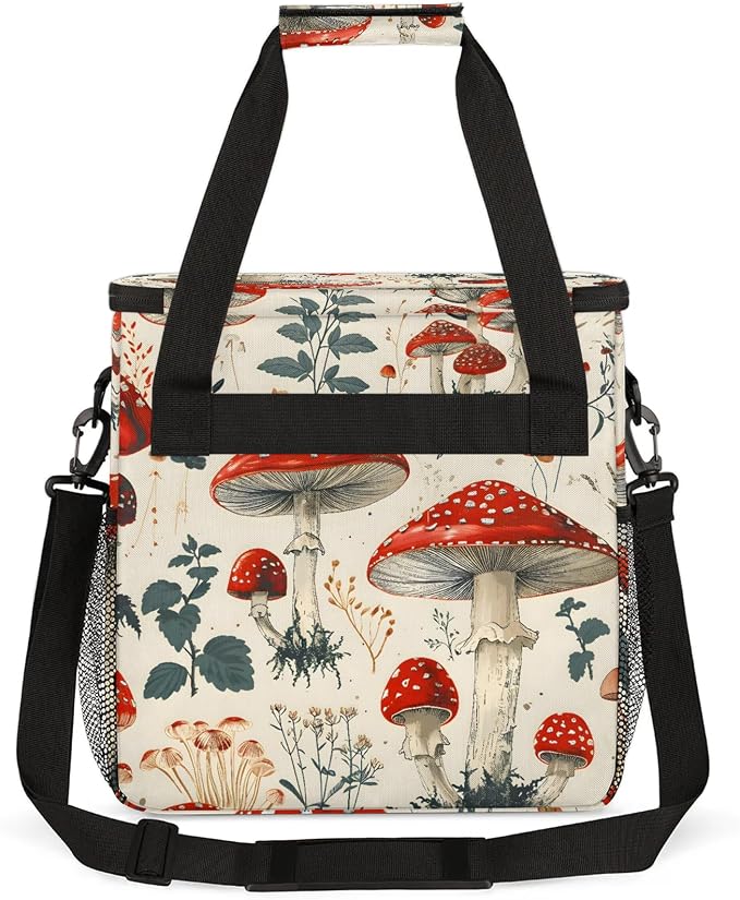 Red Mushroom Coffee Maker Carring Bag, Large Insulated Storage Organizer Case - Image 5