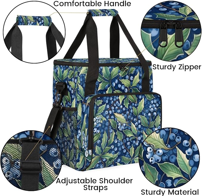 Summer Blueberries Print Coffee Maker Travel Bag, Portable Storage Tote Bag - Image 6