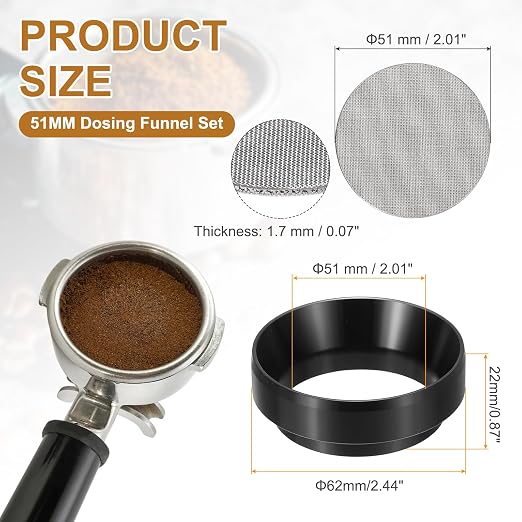 uxcell 51MM Espresso Dosing Funnel Set, 2.44 x 0.87 Dosing Funnel - Image 2