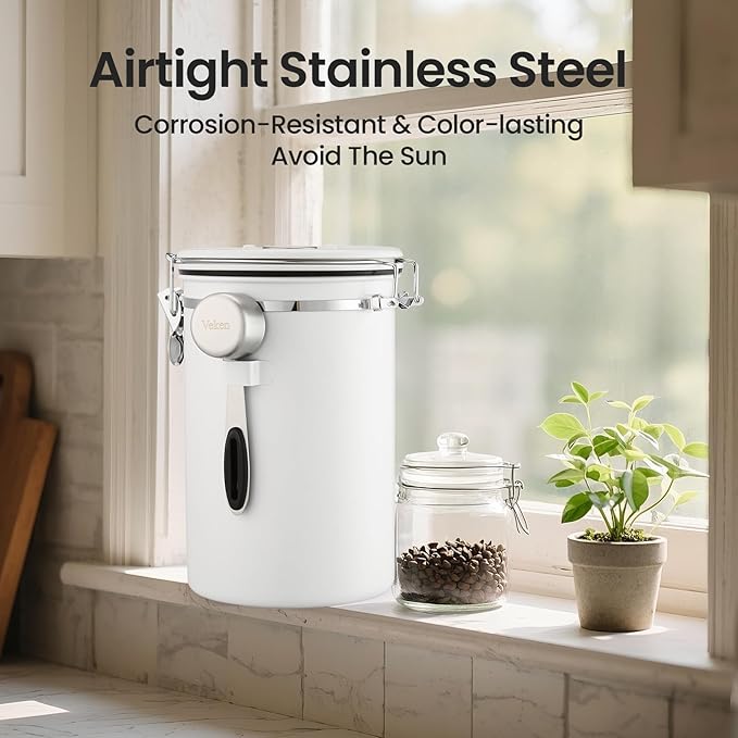 Veken Coffee Canister, 39OZ Large, Airtight Stainless Steel Food Storage - Image 6