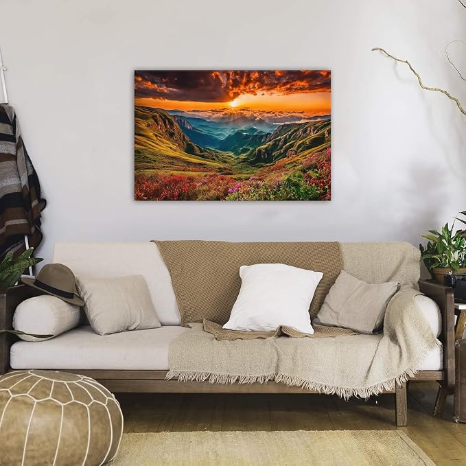 EFONTGSNB Great Smoky Mountain Canvas Wall Art Sunrise Forest Landscape Decor - Image 3