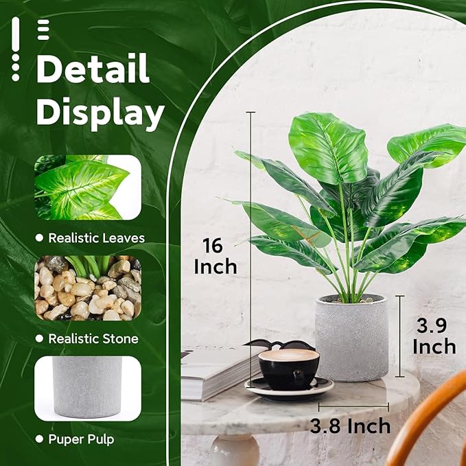 Der Rose 2 Pack Fake Plants Artificial Tropical Faux Plants Indoor - Image 3