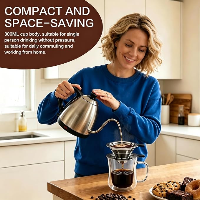 Pour Over Coffee Maker with Cup, 2-in-1 Immersion & Drip Coffee Dripper - Image 6