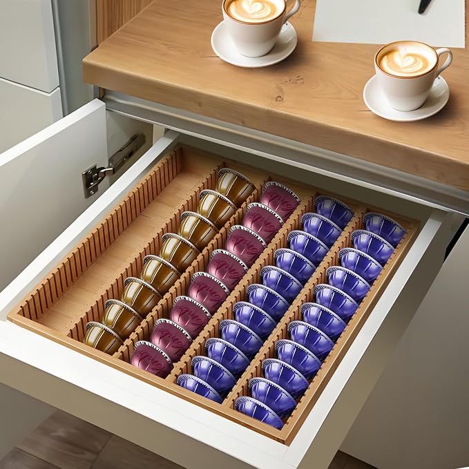 Bamboo Coffee Pod Storage Holder Drawer Insert K Cup Holder Pod Organizer - Image 6