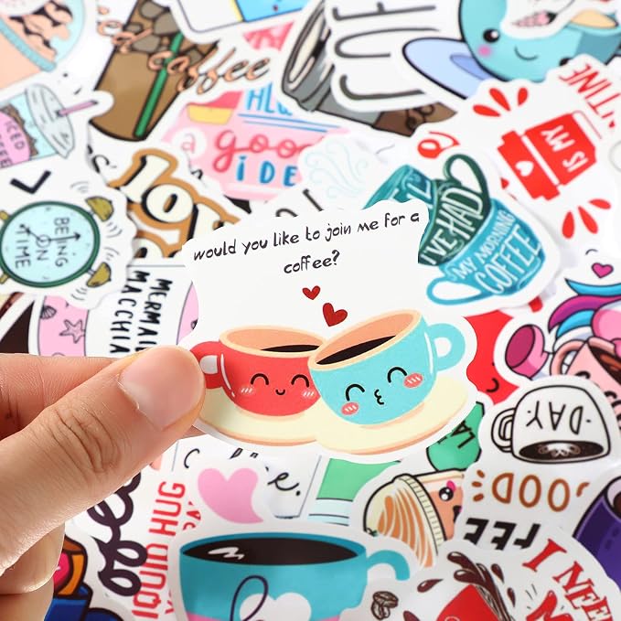 100 Pieces Cute Coffee Stickers - Image 3