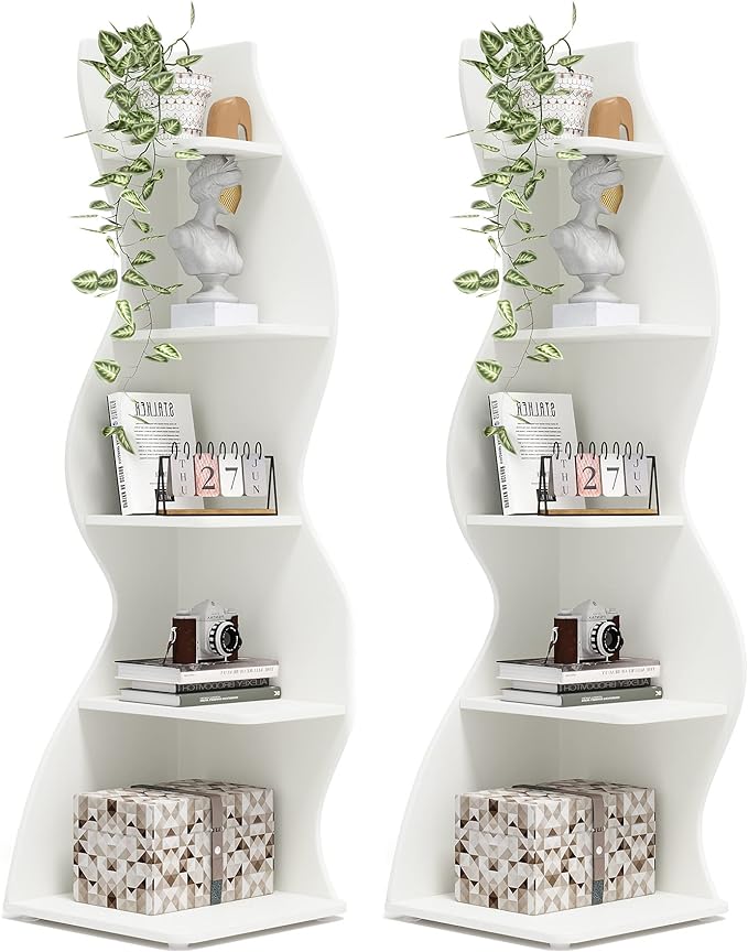 Tribesigns Corner Shelf, Modern 5-Tier Wall Corner Bookshelf Set of Two by Unknown