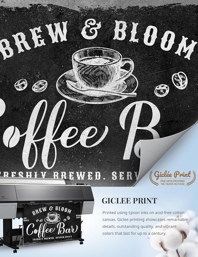 IPIC - Rustic Coffee Bar Sign Brew and Bloom, Canvas Print Wall Art - Image 6