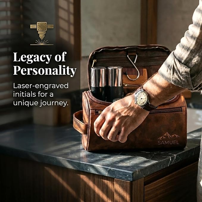 Ayperoad® Personalized Leather Toiletry Bag - Image 3