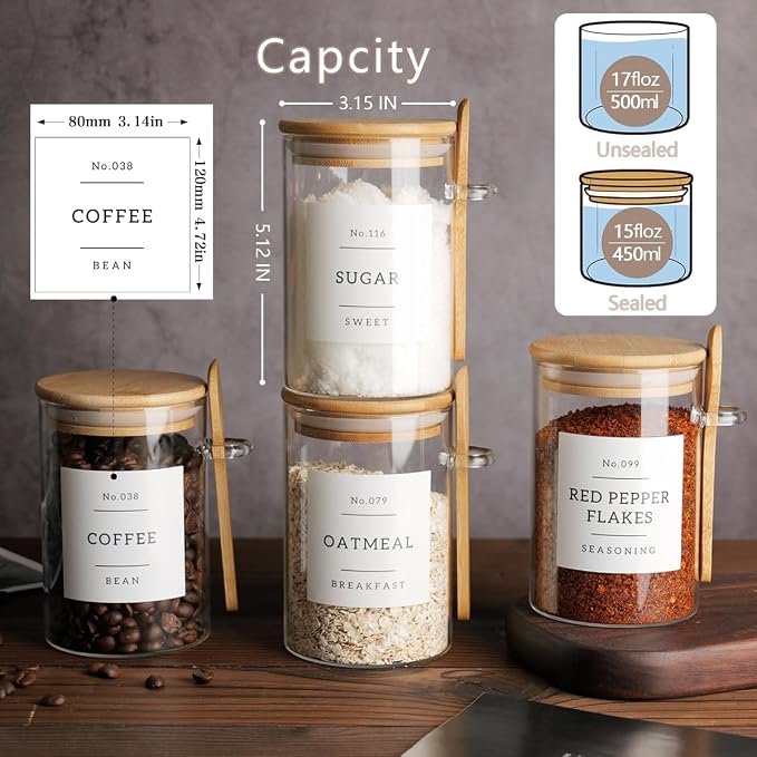 CZZGSM Glass Jar with Bamboo Lid and Spoon - Image 4